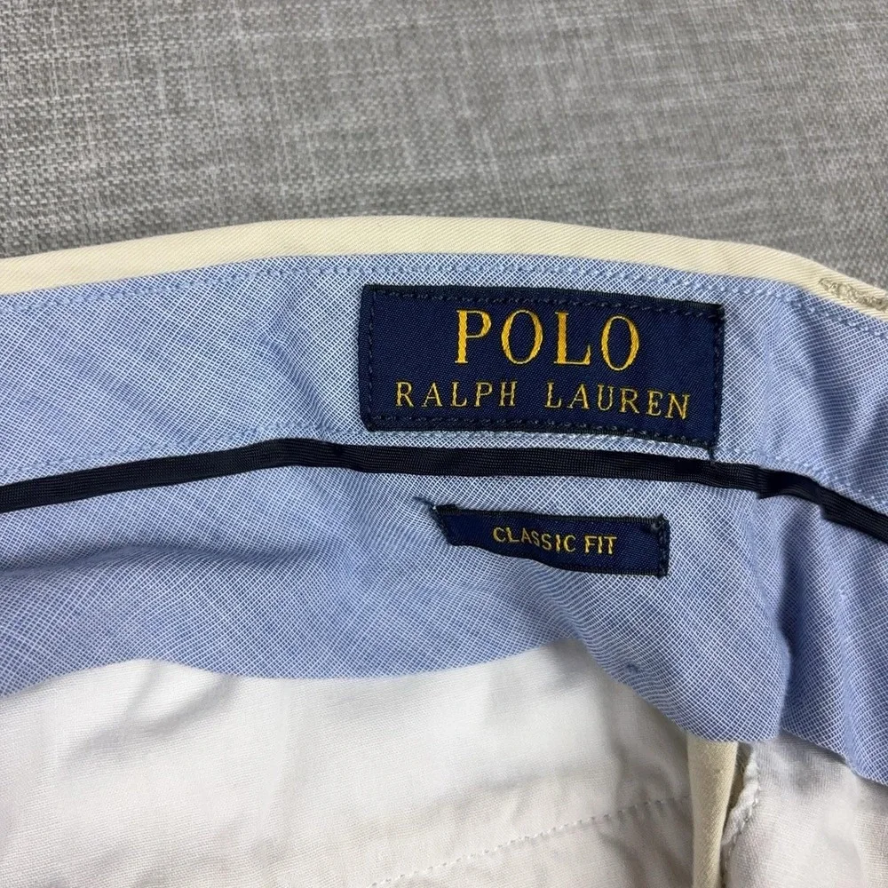Polo Ralph Lauren Shorts Mens 40 Beige Cotton Chino Classic Fit 9 Inseam Casual